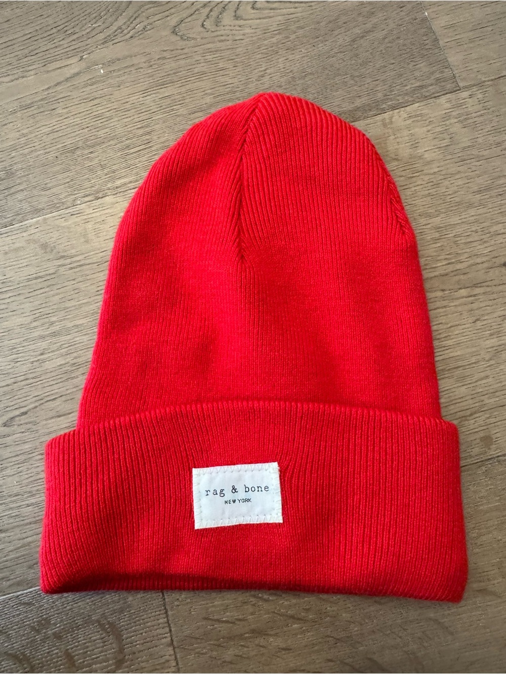 rag & bone Bright Red Fold-Over Knit Beanie